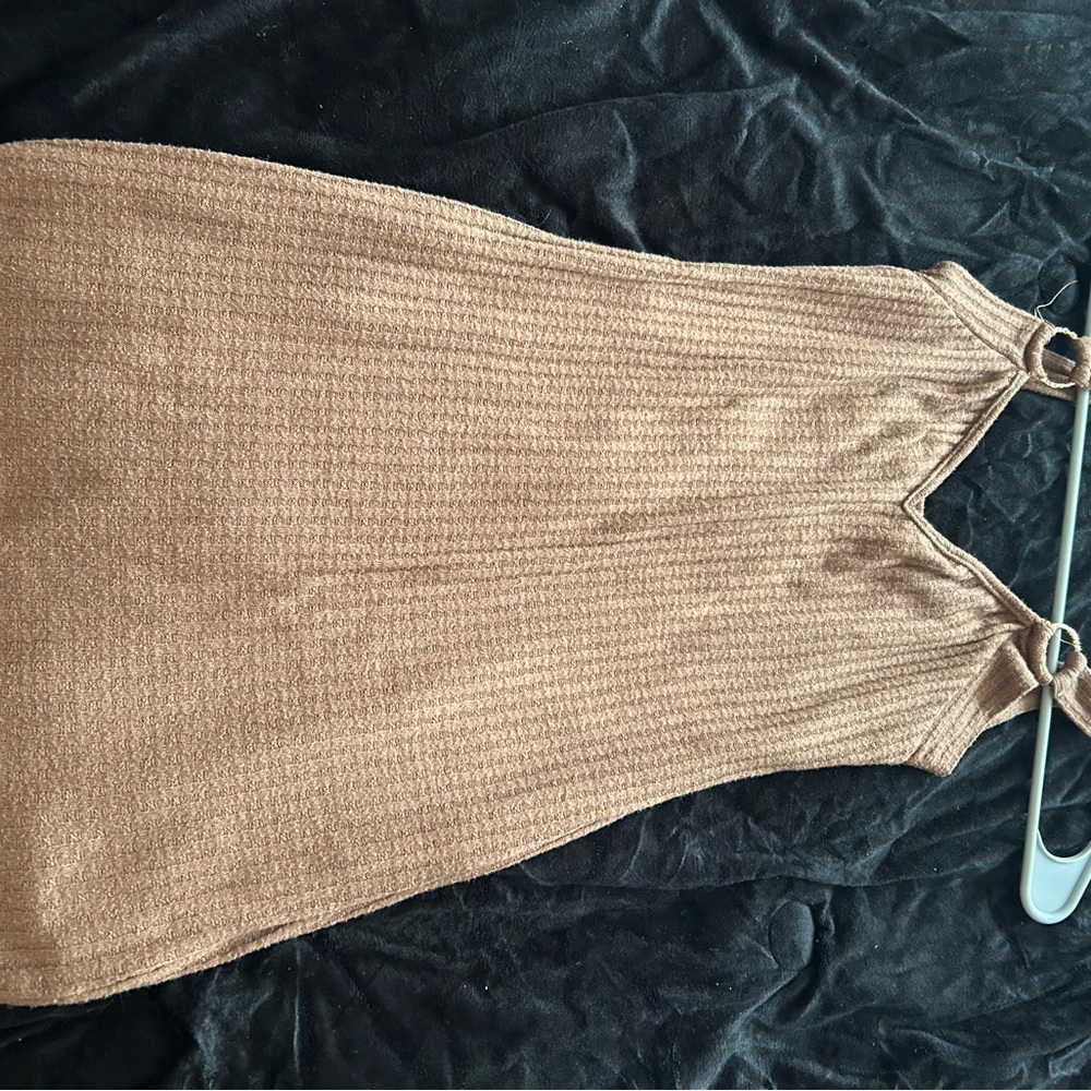 Tan Knit Sleeveless Dress
